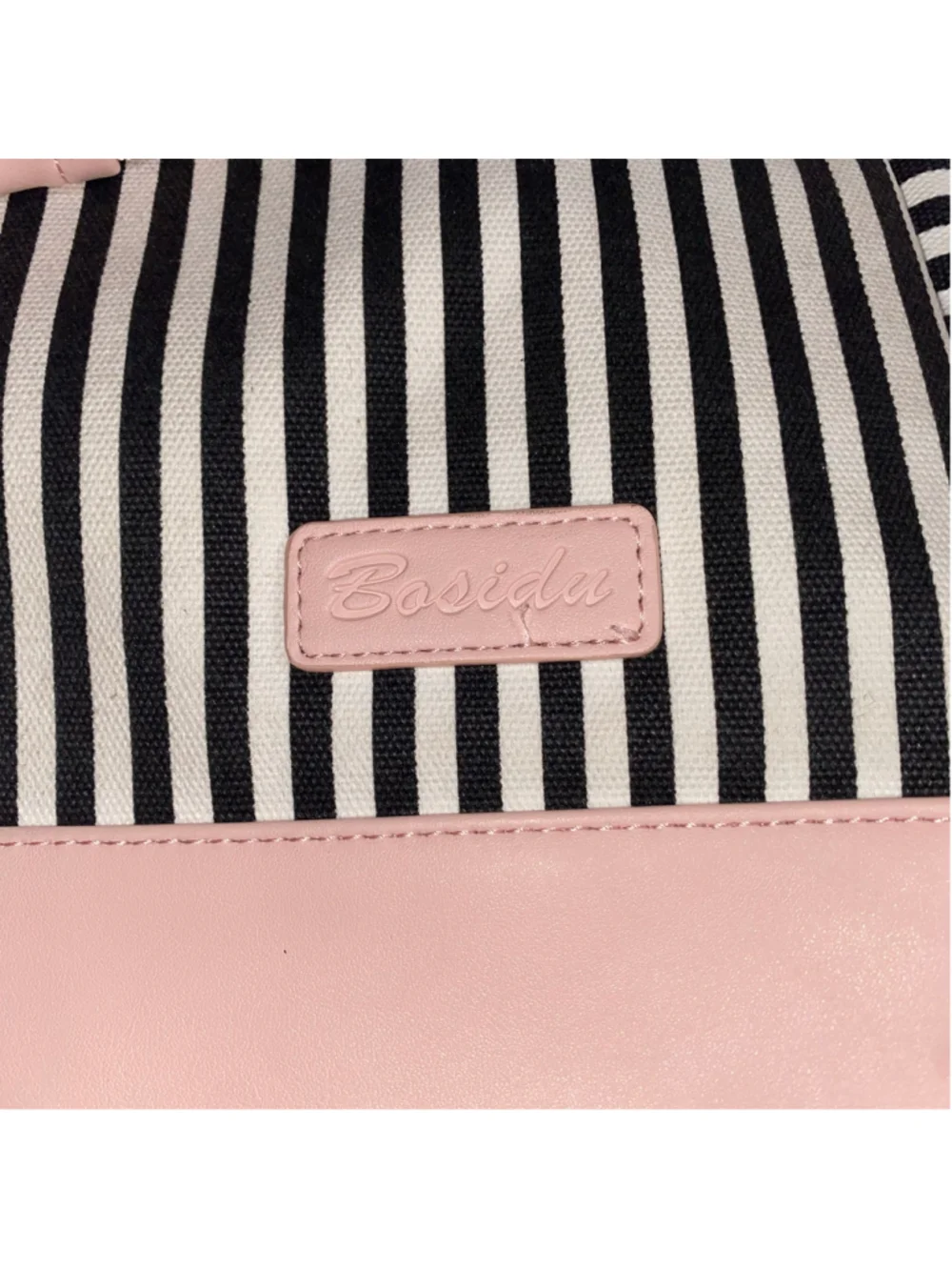 Women's Bosidu Large Padded Laptop Bag Pink and Black Striped